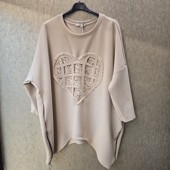 sweater heart maat 44 tm 48 beige