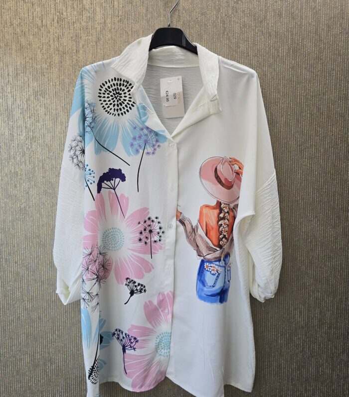 blouse met print 1 maat