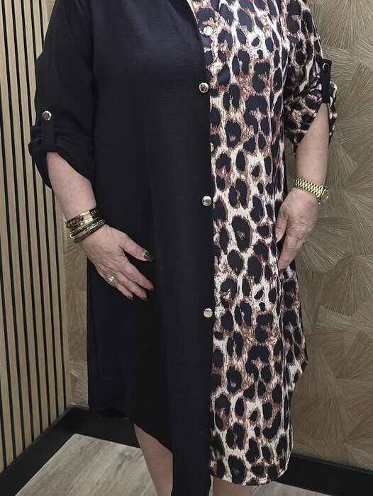 blouse tuniek zwart tijgerprint