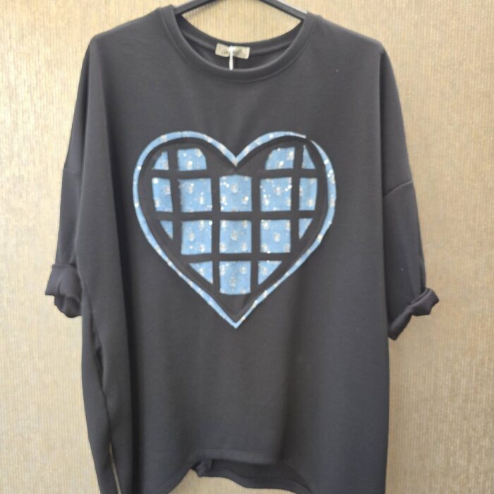 sweater heart maat 44 tm 48 zwart