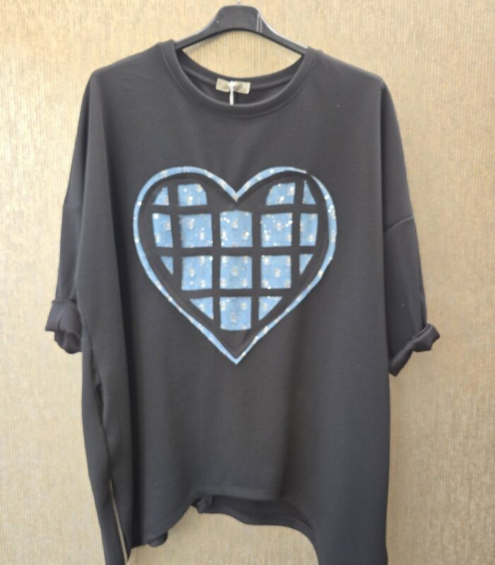 sweater heart maat 44 tm 48 zwart