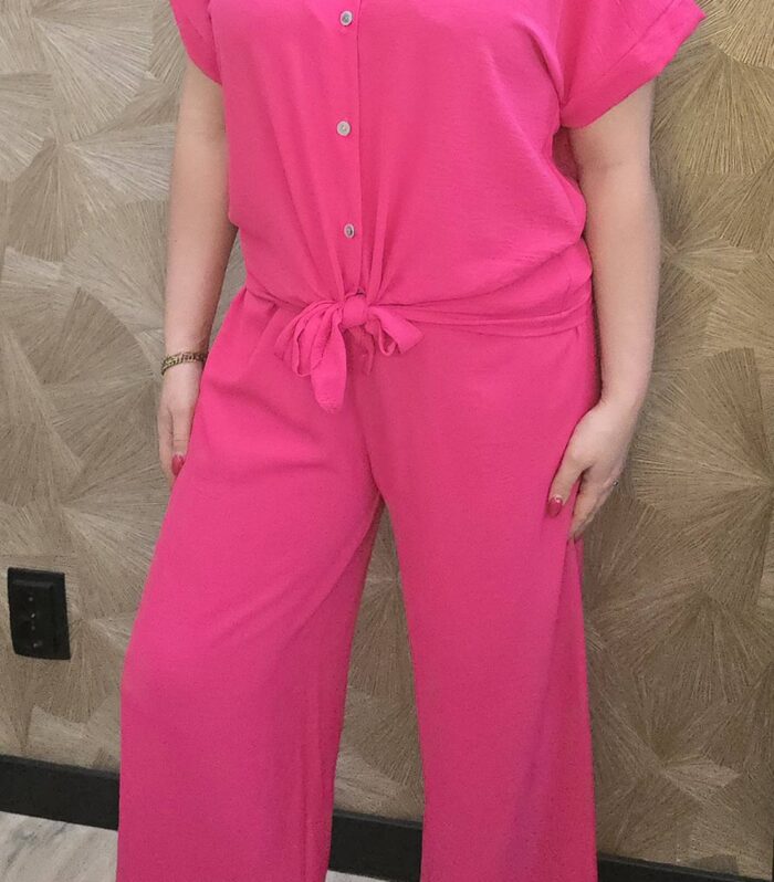 2 delig blouse met knoop fuchia