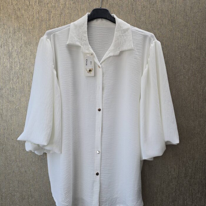 blouse met pofmouwen maat 46 tm 52 wit