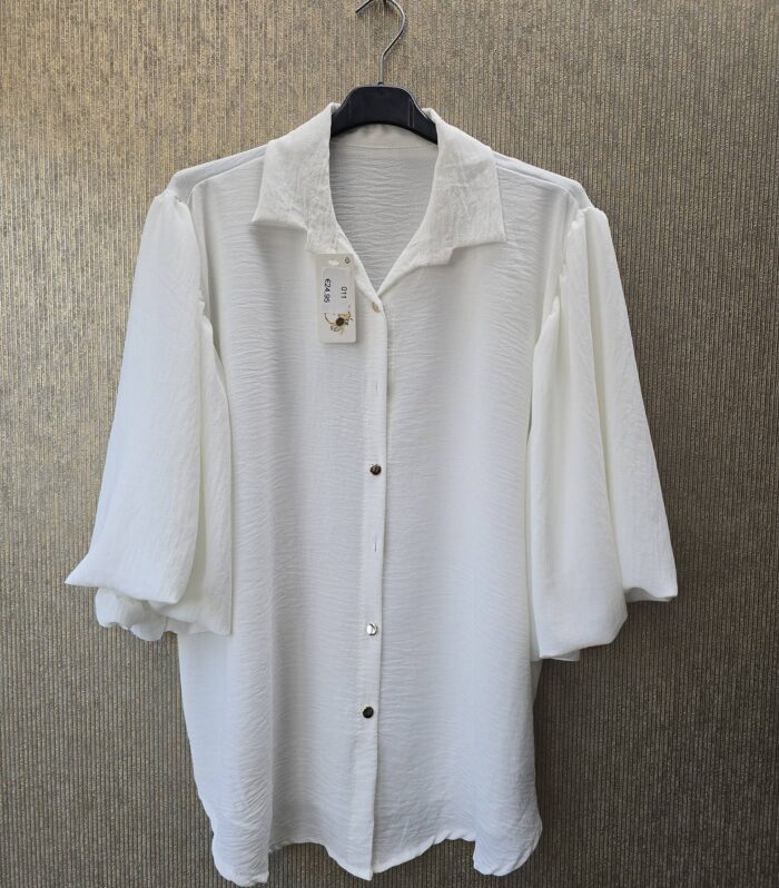 blouse met pofmouwen maat 46 tm 52 wit