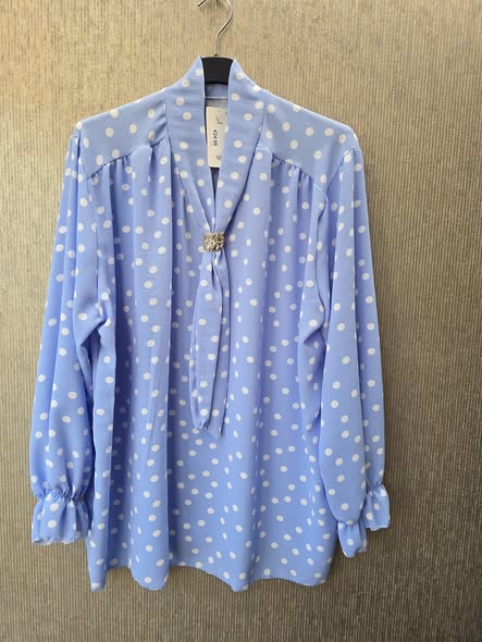 blouse stip met kraag maat 44 tm 48 blauw