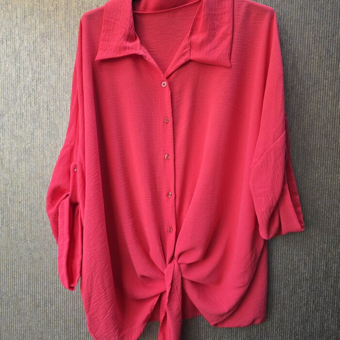 blouse met knoop maat 44 tm 50 koraal