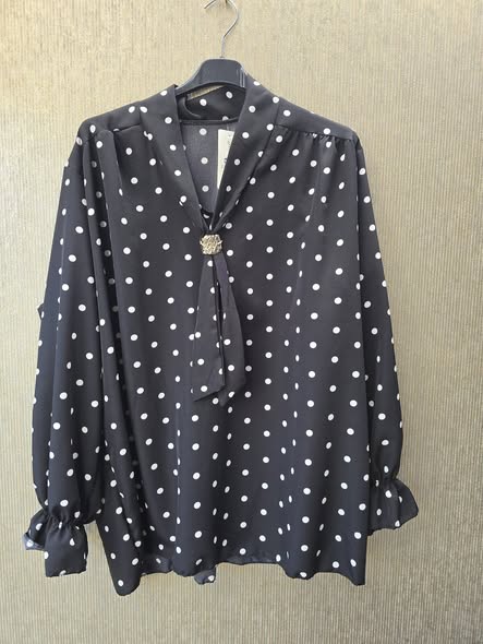 blouse stip met kraag maat 44 tm 48zwart