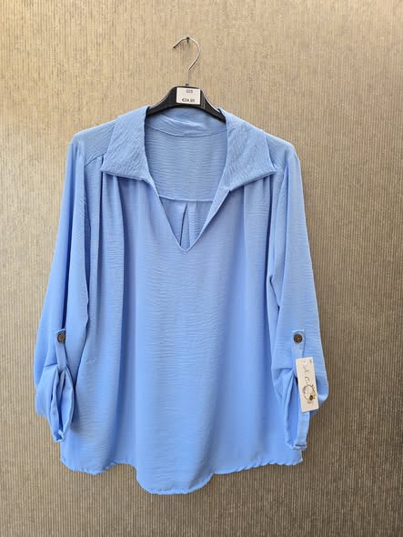 blouse met  kraag 1 maat blauw