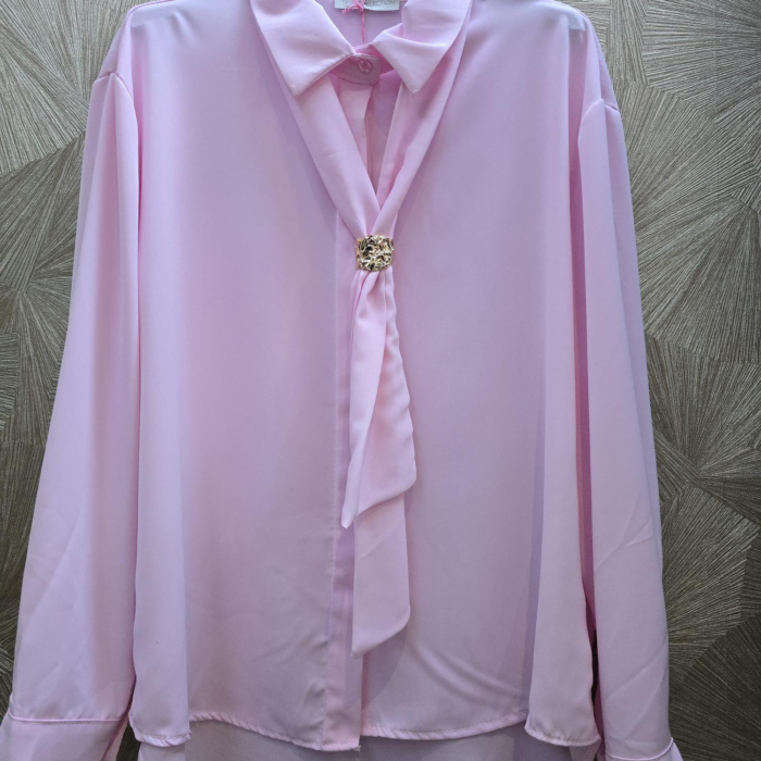 blouse met strik en gouden detail 1 maat - Roze