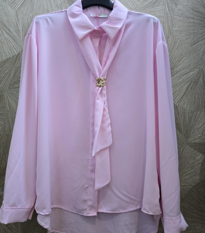 blouse met strik en gouden detail 1 maat - Roze