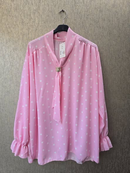 blouse stip met kraag maat 44 tm 48 rose