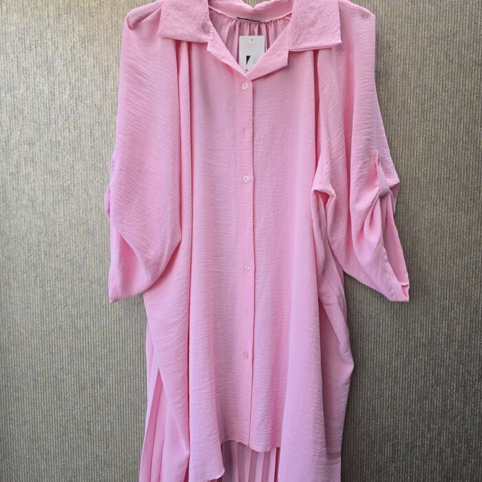 blouse grote maat 46 tm 52 plisse achterkant roze