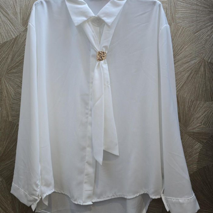 blouse met strik en gouden detail 1 maat - wit