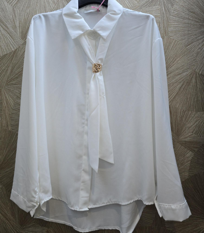 blouse met strik en gouden detail 1 maat - wit